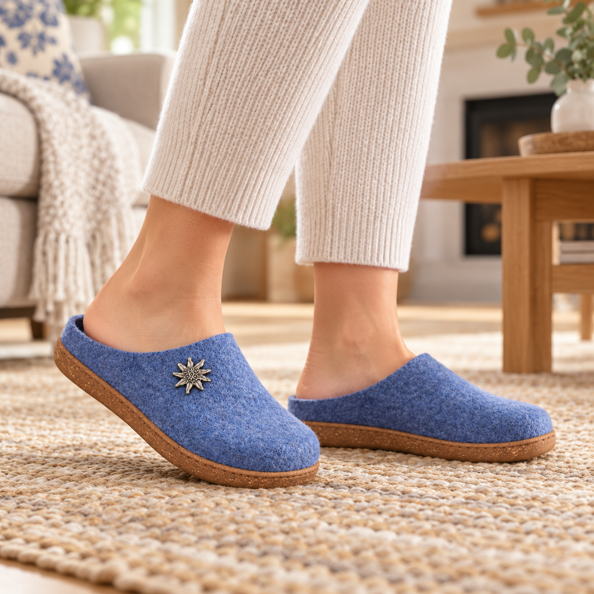 LE TIROLESI 453 CIABATTA IN LANA COTTA DENIM