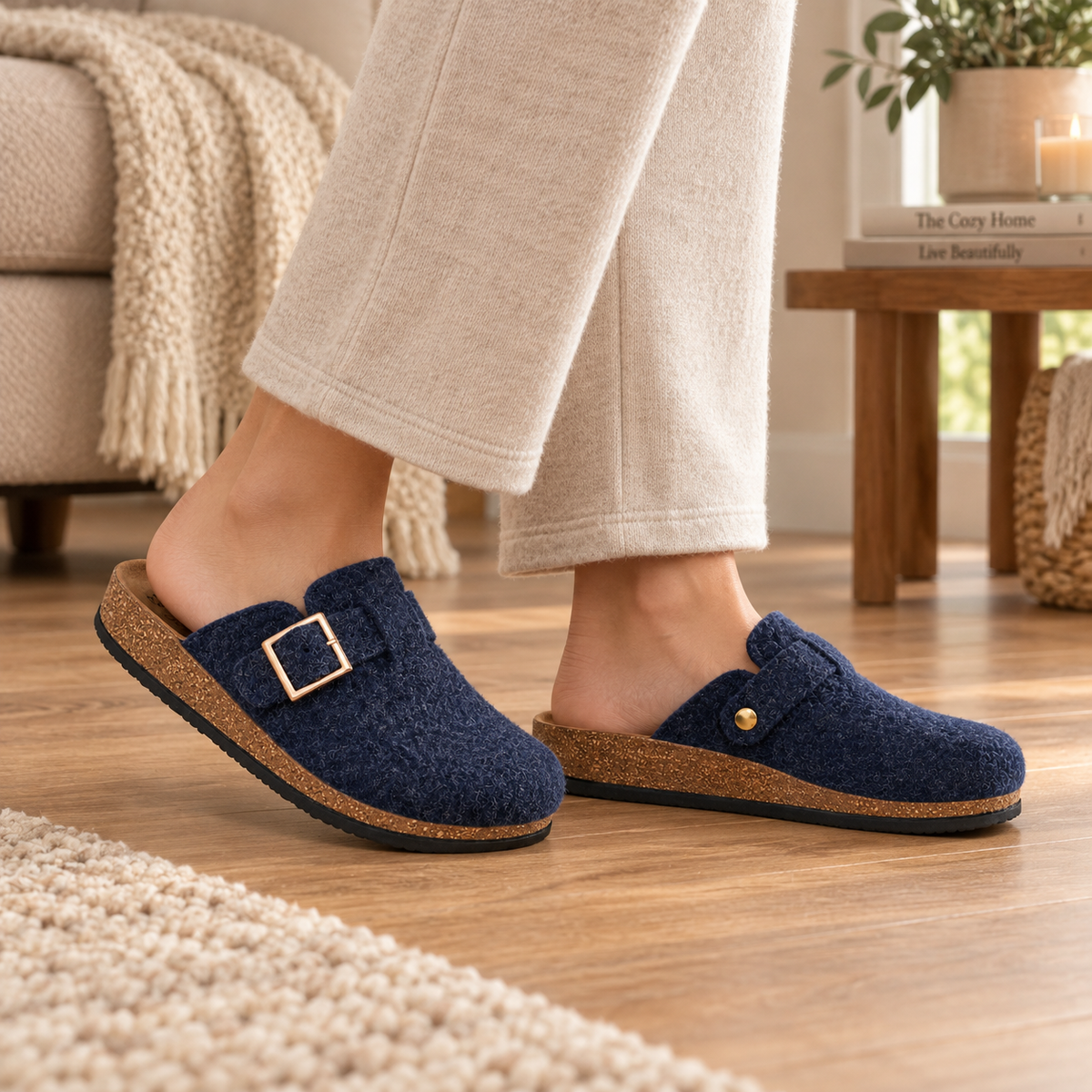 LE TIROLESI 355 CIABATTA IN LANA COTTA BLU