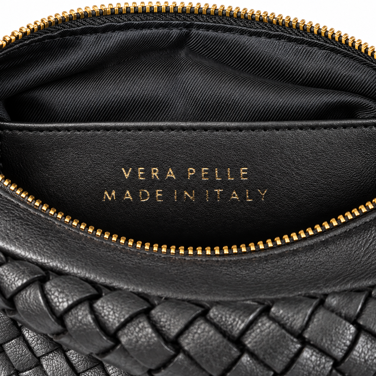 BEATRICE - BORSA ARTIGIANALE IN PELLE NERA INTRECCIATA