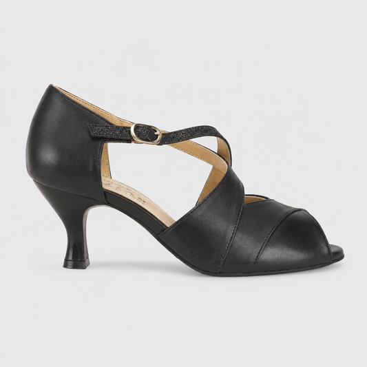 SCARPA DA BALLO ART. 153 NAPPA NERA/GLITTER