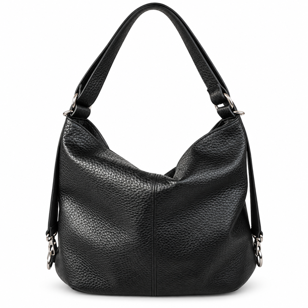 VITTORIA - BORSA/ZAINO ARTIGIANALE IN PELLE MAERTELLATA NERA