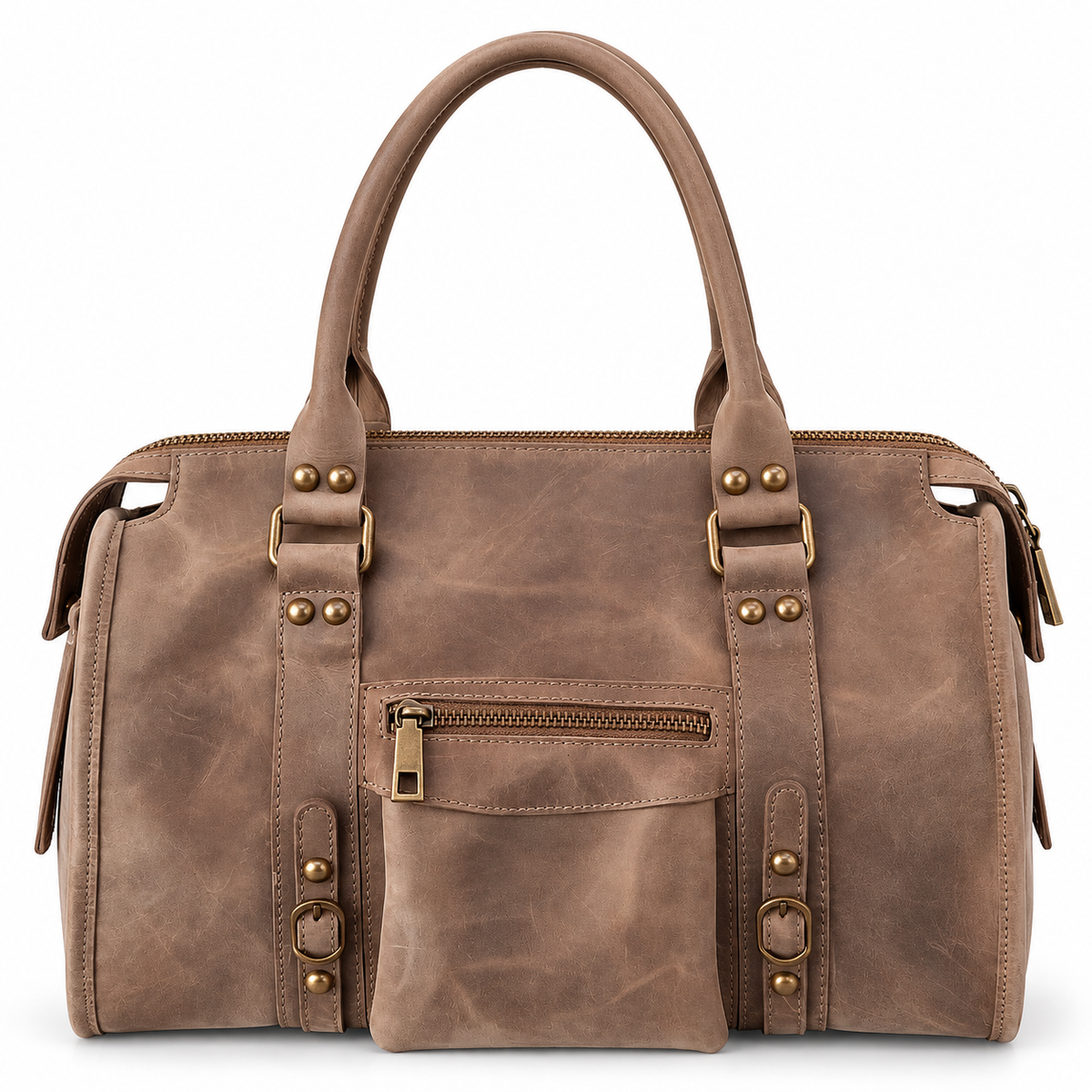 SOFIA - BORSA ARTIGIANALE IN PELLE TORTORA