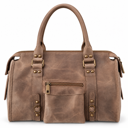 SOFIA - BORSA ARTIGIANALE IN PELLE TORTORA