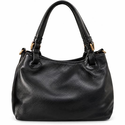 ELEONORA - BORSA ARTIGIANALE IN PELLE NERA