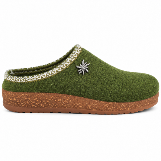 STELLA 404 CIABATTA IN LANA COTTA VERDE