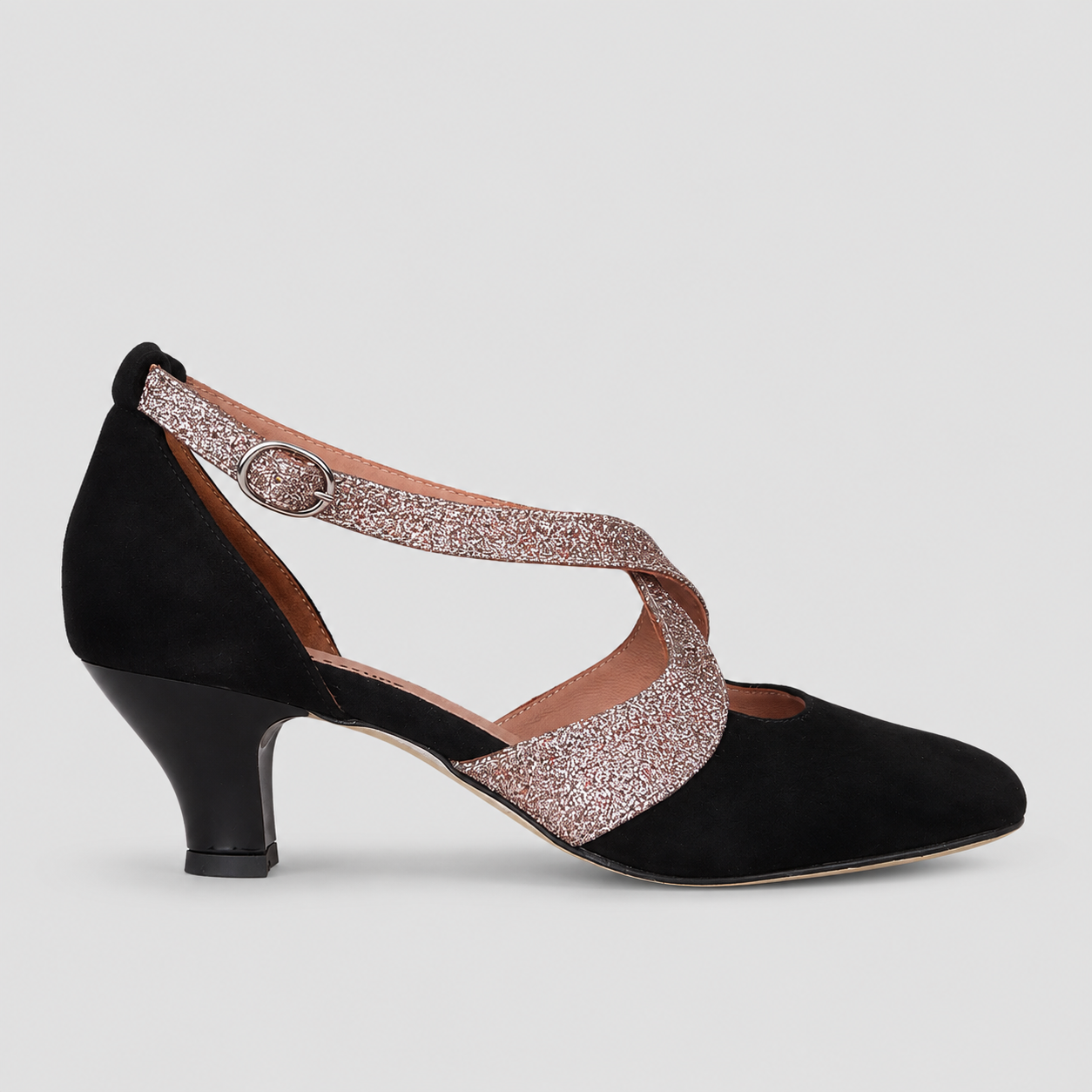 SCARPA DA BALLO ART. 100 NERA CAMOSCIO/GLITTER