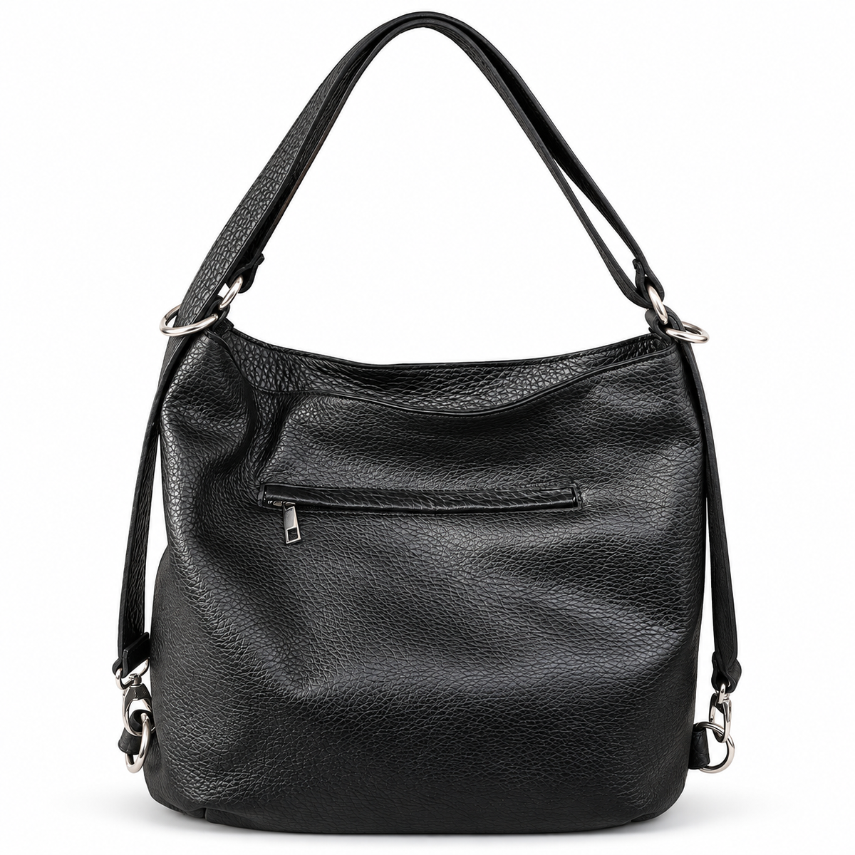 VITTORIA - BORSA/ZAINO ARTIGIANALE IN PELLE MAERTELLATA NERA