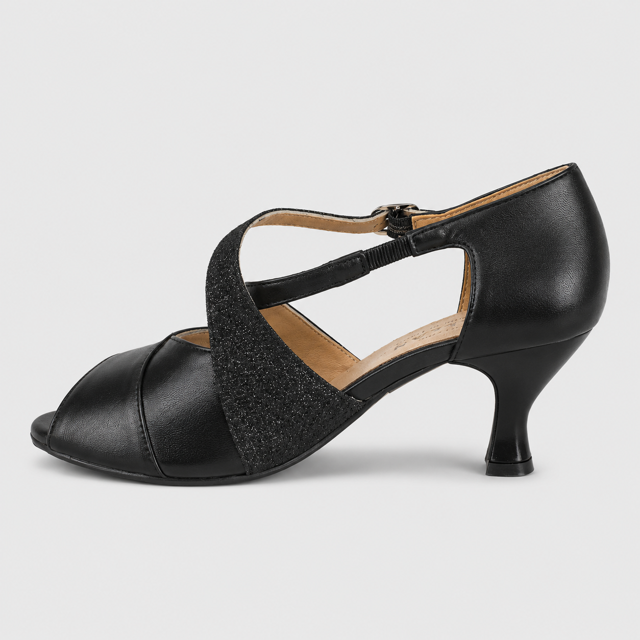 SCARPA DA BALLO ART. 153 NAPPA NERA/GLITTER