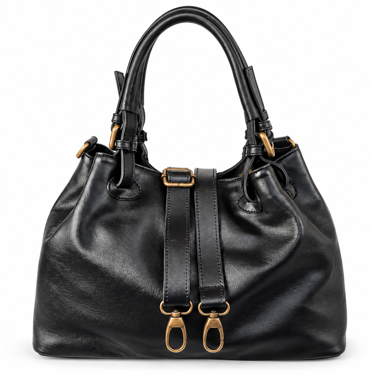 ELEONORA - BORSA ARTIGIANALE IN PELLE NERA