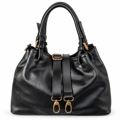 ELEONORA - BORSA ARTIGIANALE IN PELLE NERA