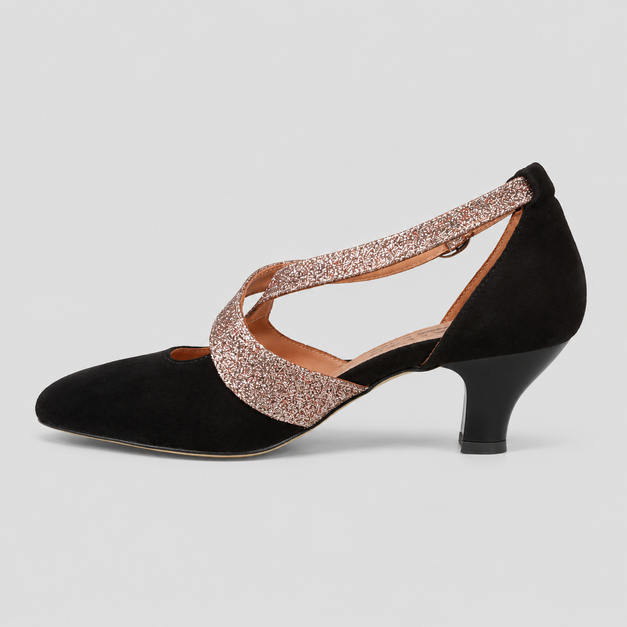 SCARPA DA BALLO ART. 100 NERA CAMOSCIO/GLITTER
