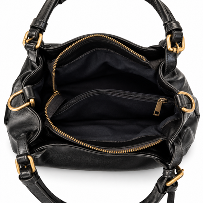 ELEONORA - BORSA ARTIGIANALE IN PELLE NERA