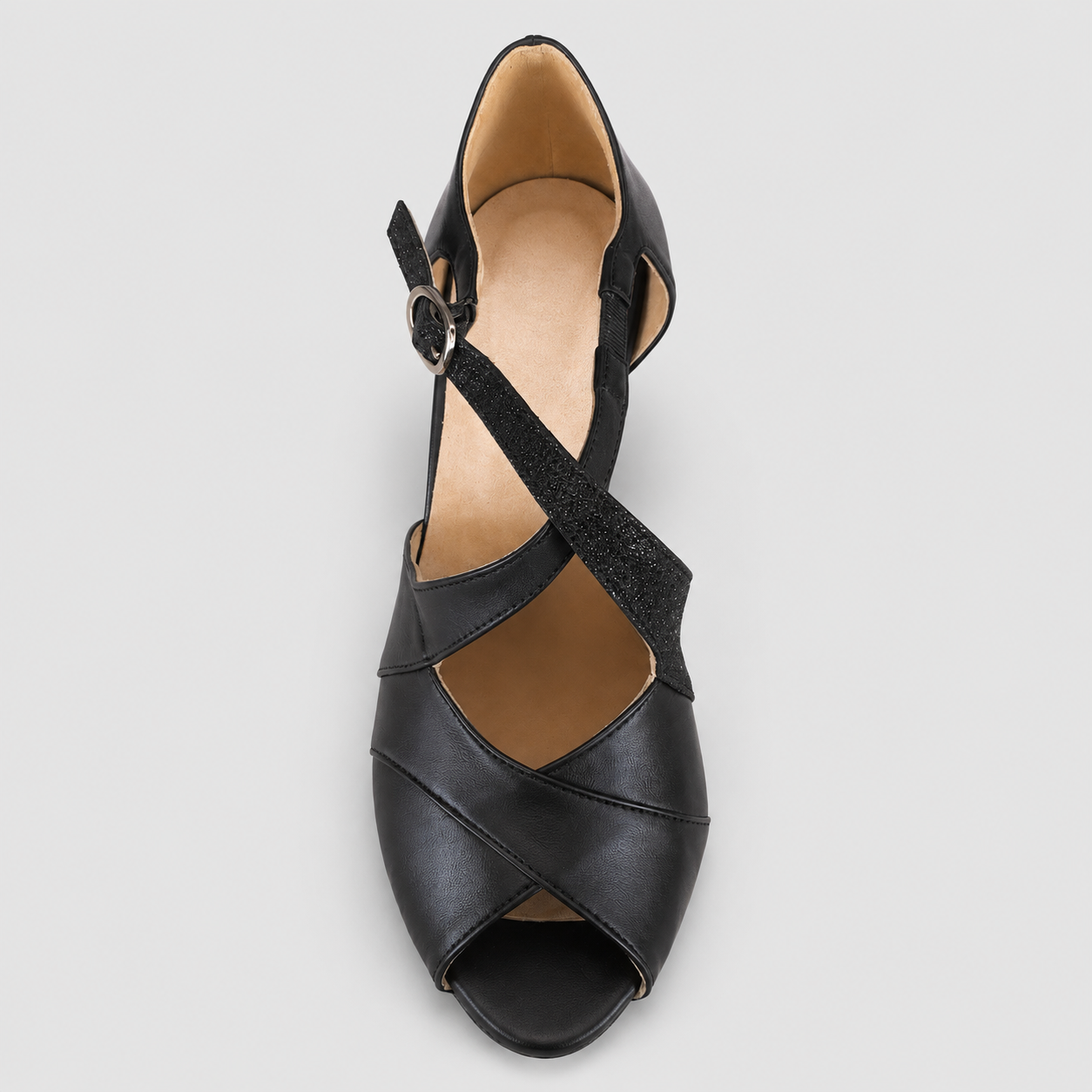 SCARPA DA BALLO ART. 153 NAPPA NERA/GLITTER