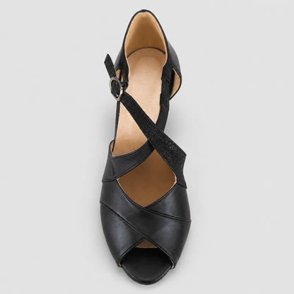 SCARPA DA BALLO ART. 153 NAPPA NERA/GLITTER