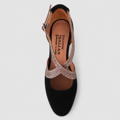 SCARPA DA BALLO ART. 100 NERA CAMOSCIO/GLITTER