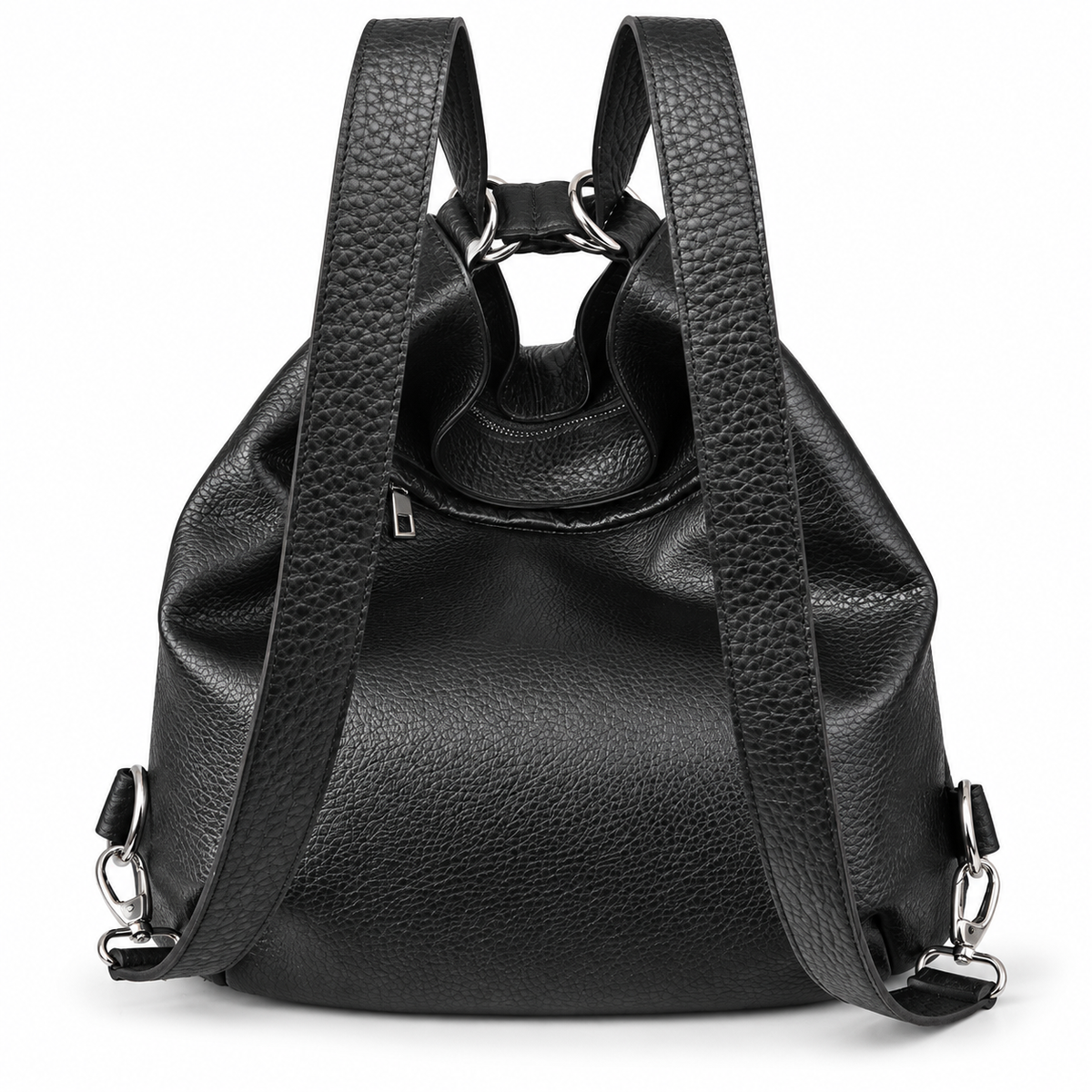 VITTORIA - BORSA/ZAINO ARTIGIANALE IN PELLE MAERTELLATA NERA
