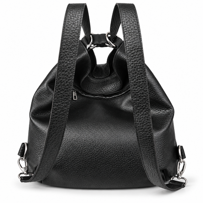 VITTORIA - BORSA/ZAINO ARTIGIANALE IN PELLE MAERTELLATA NERA