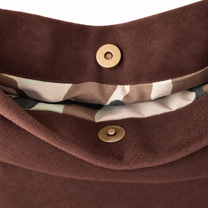 AMBRA - BORSA ARTIGIANALE IN PELLE SCAMOSCIATA MARRONE