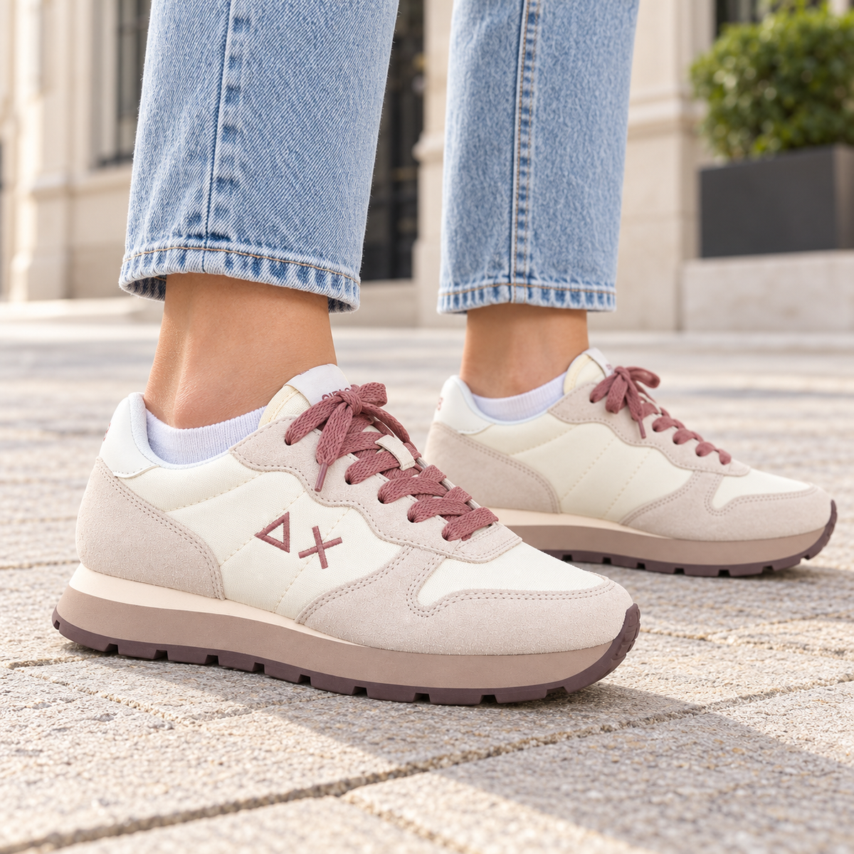 SUN68 ALLY SNEAKER BIANCO PANNA