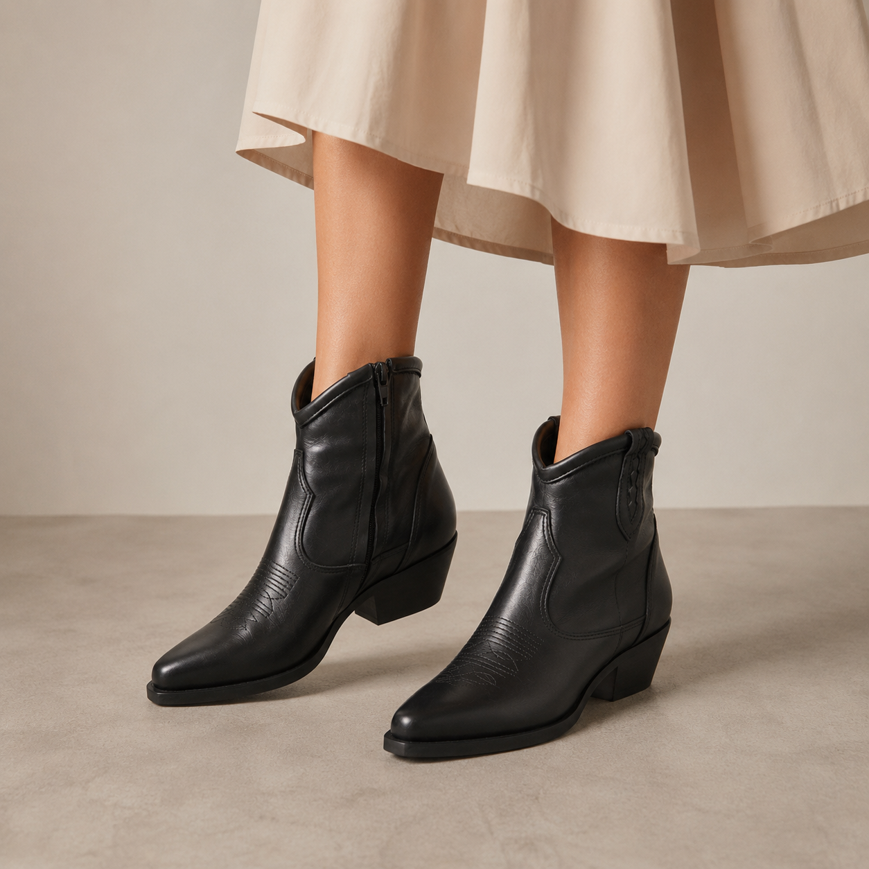 MADE IN ITALY STIVALETTO TEXANO 925 VITELLO NERO