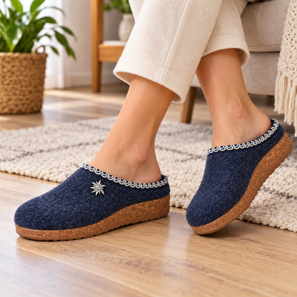 STELLA 404 CIABATTA IN LANA COTTA BLU