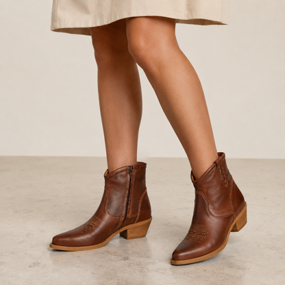 MADE IN ITALY STIVALETTO TEXANO 925 VINTAGE CUOIO