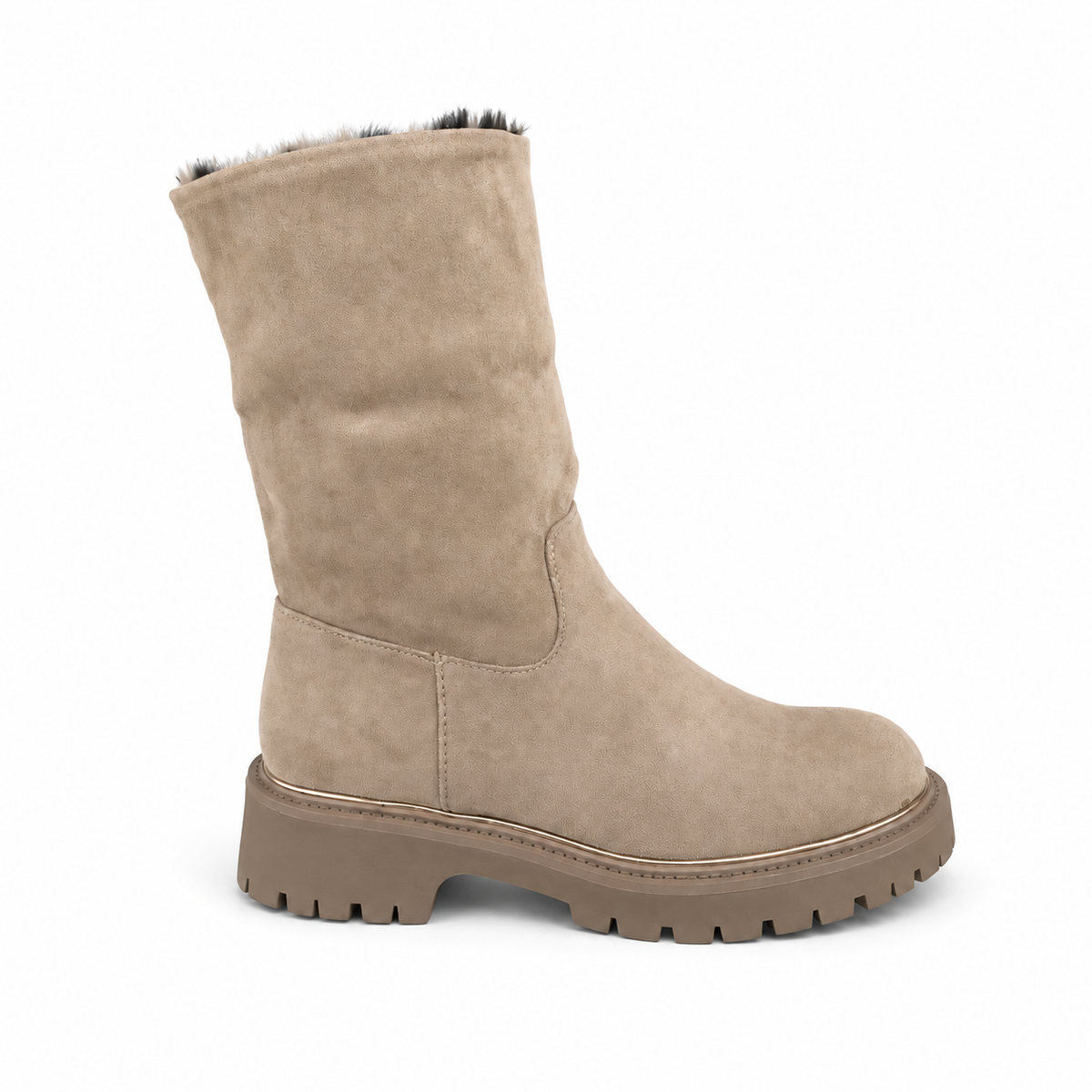 CAFFE' NERO stivaletto 1391 alcantara taupe su sfondo bianco