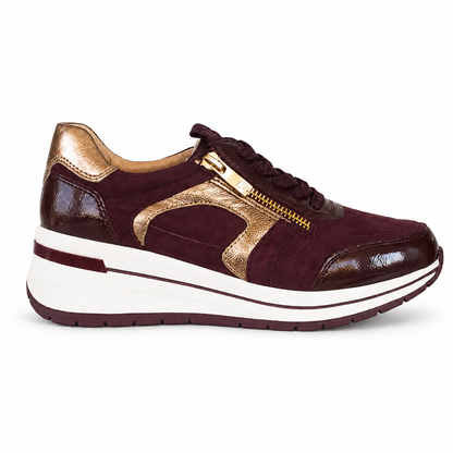 CAPRICE 23300 sneaker bordeaux combo vista zip su sfondo bianco