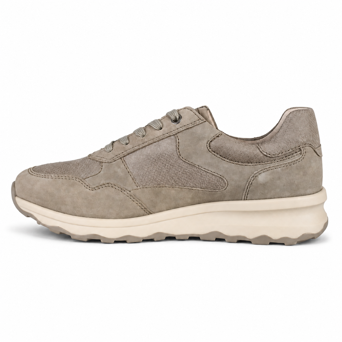 CAPRICE 23719 sneaker beige vista laterale su sfondo bianco