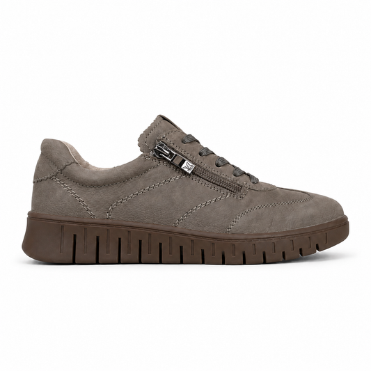 CAPRICE 23761 nabuk taupe vista laterale su sfondo bianco