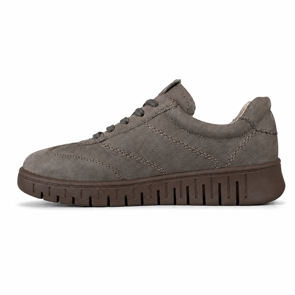 CAPRICE 23761 nabuk taupe vista laterale su sfondo bianco