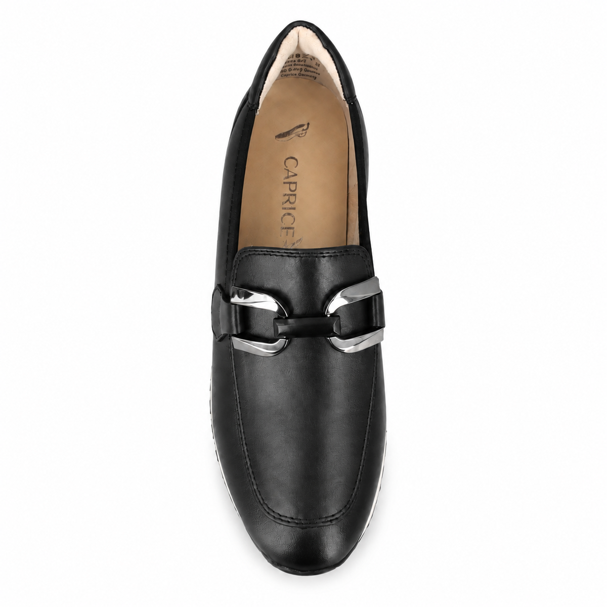 CAPRICE 24700 mocassino black nappa vista dall'alto su sfondo bianco
