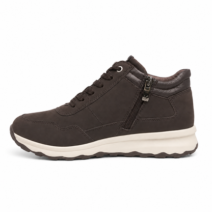 CAPRICE 25204 sneaker dark brown combo su sfondo bianco