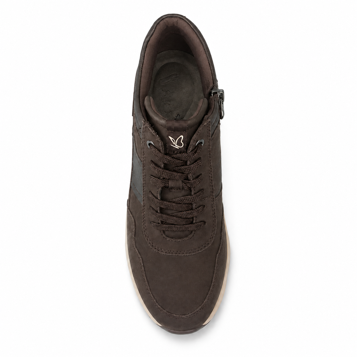 CAPRICE 25204 sneaker dark brown combo vista dall'alto su sfondo bianco