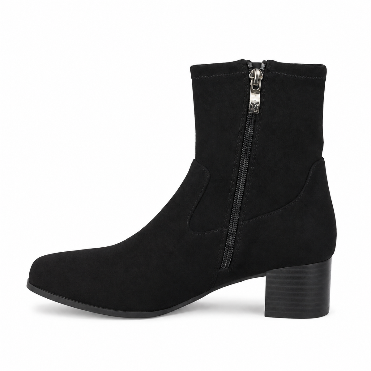 CAPRICE 25316 stivaletto black stretch lato zip su sfondo bianco