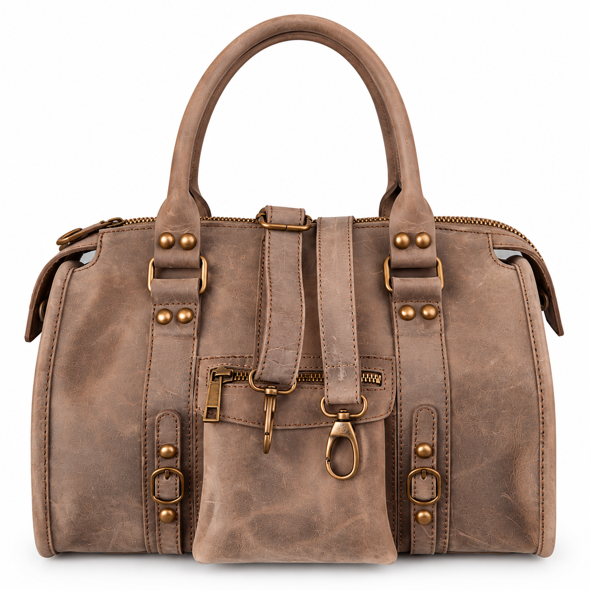 SOFIA - BORSA ARTIGIANALE IN PELLE TORTORA