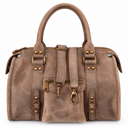 SOFIA - BORSA ARTIGIANALE IN PELLE TORTORA