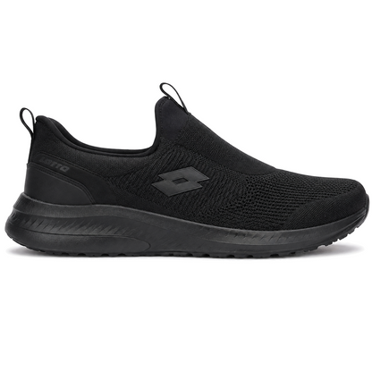 LOTTO RUNNING SLIP & GO 222891 ALL BLACK su sfondo bianco