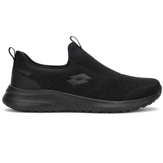 LOTTO RUNNING SLIP & GO 222891 ALL BLACK su sfondo bianco