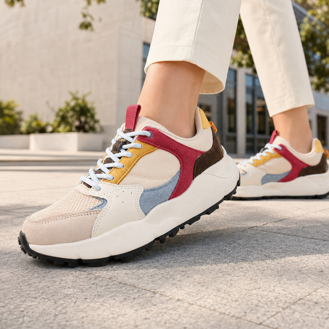Sneaker Lumberjack multicolor indossata durante un allenamento fitness