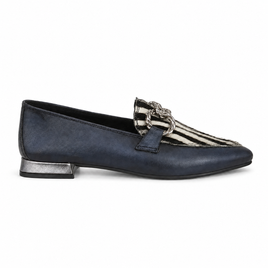 MAD MIND MOCASSINO 1564 NAPPA ZEBRA BLU su sfondo bianco
