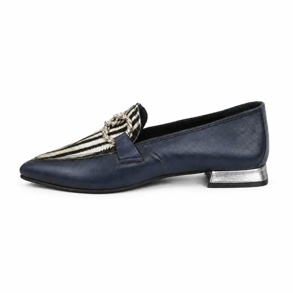 MAD MIND MOCASSINO 1564 NAPPA ZEBRA BLU su sfondo bianco