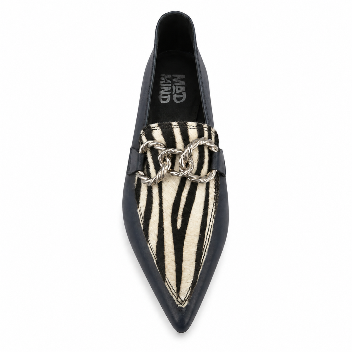 MAD MIND MOCASSINO 1564 NAPPA ZEBRA BLU su sfondo bianco