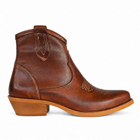 MADE IN ITALY STIVALETTO TEXANO 925 VINTAGE CUOIO su sfondo bianco