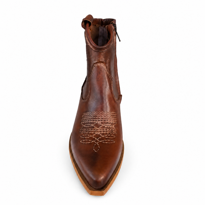 MADE IN ITALY STIVALETTO TEXANO 925 VINTAGE CUOIO su sfondo bianco