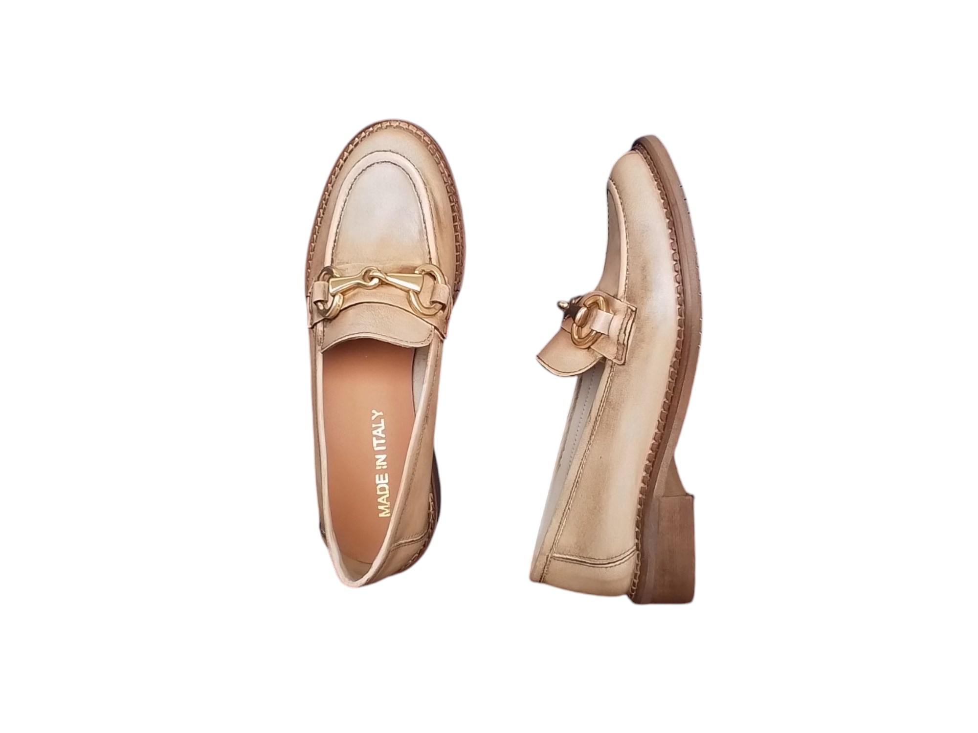 Made in italy mocassino donna, art. 3023, colore vitello panna
