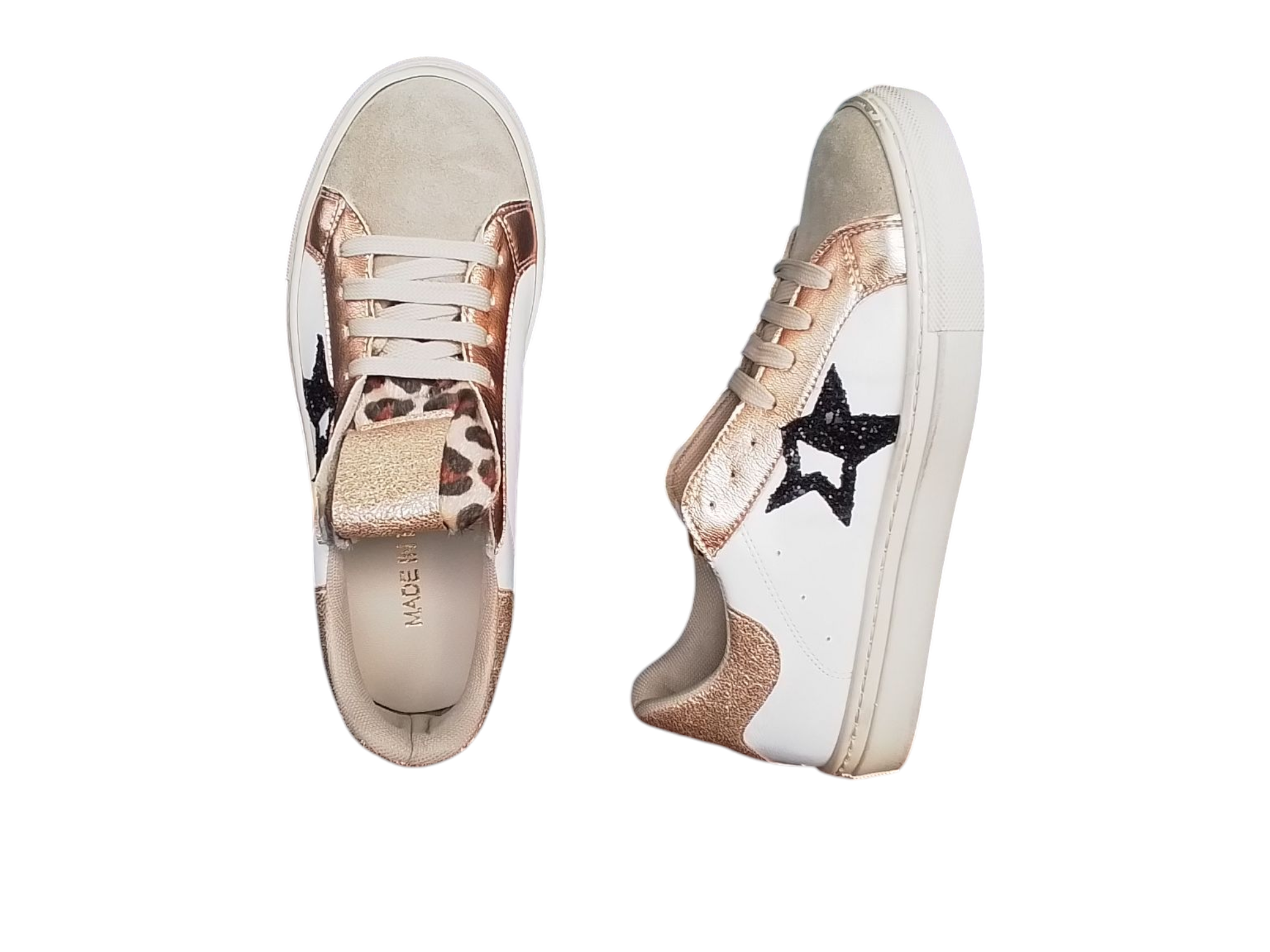 Sneakers donna, art. Serena 16E,colore sabbia/bianco/platino