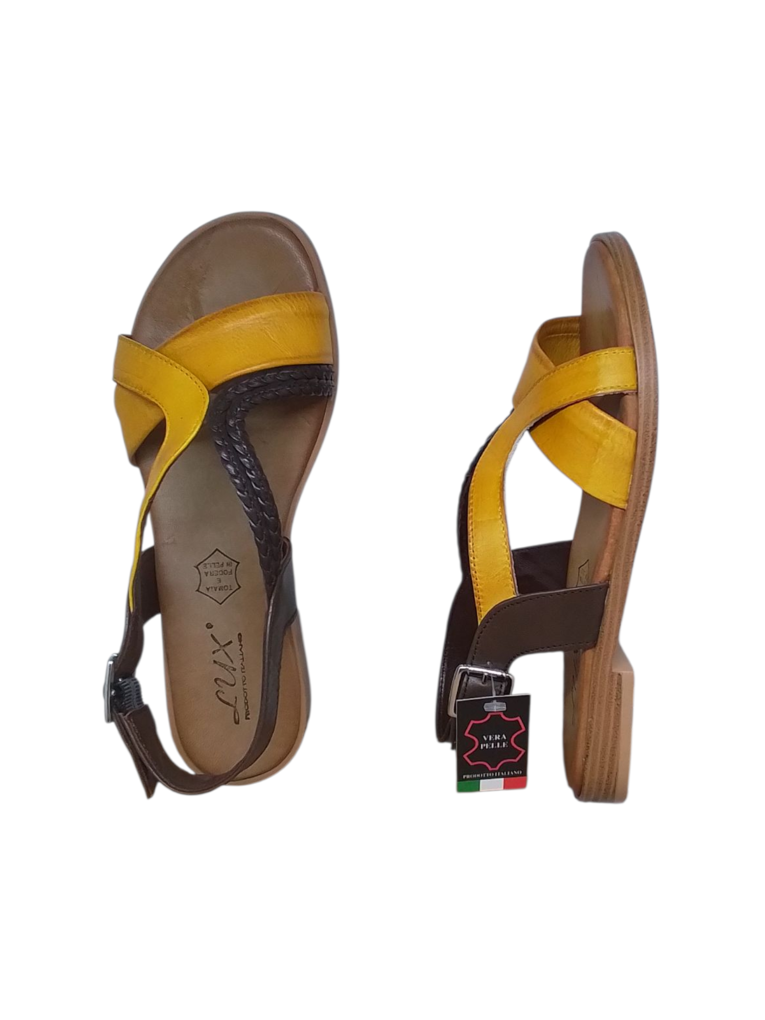 Lux sandalo donna, art. 32100, colore giallo/cioccolato