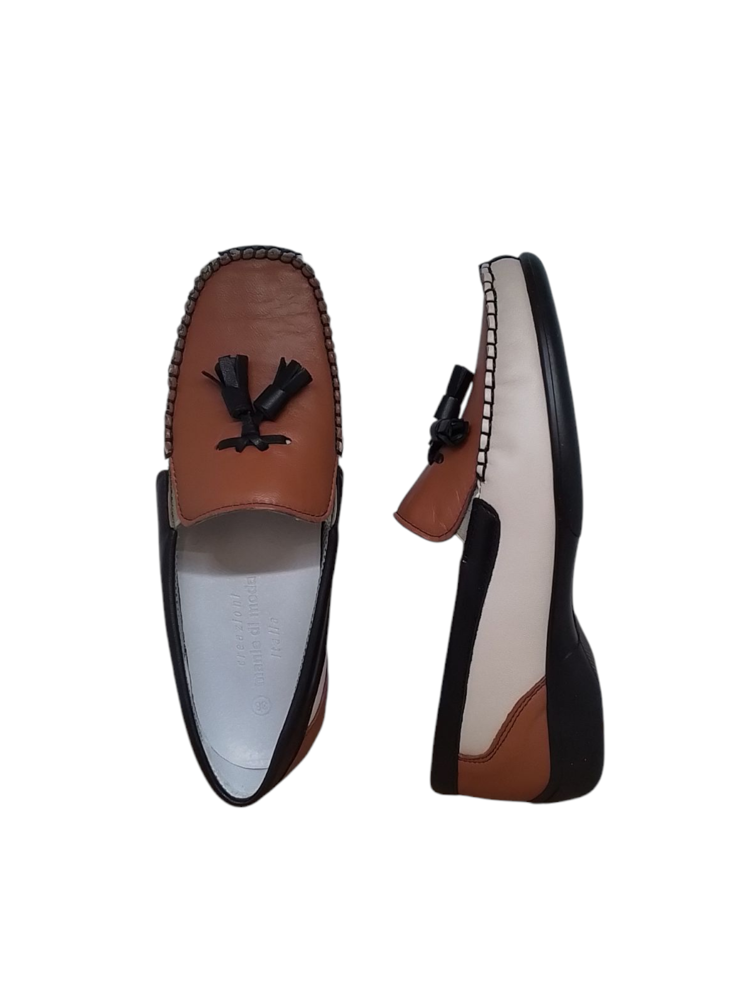 Manie di moda mocassino donna, art.7019, colore beige/cuoio/nero