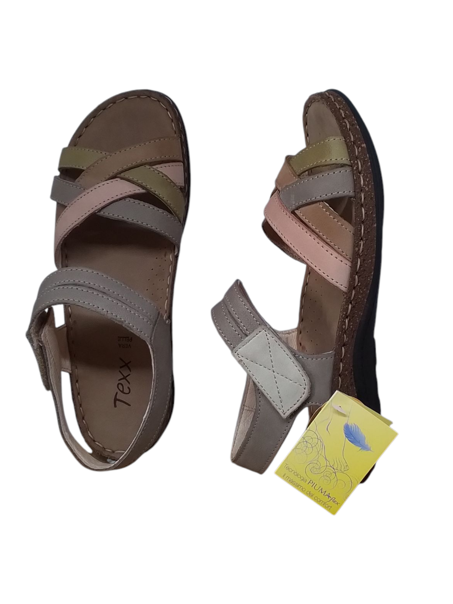 Texx sandalo donna, art. 43170, colore cemento/ghiaccio